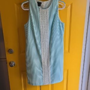 New Directions Blue Sheath Mini Dress Crew Neck Sleeveless